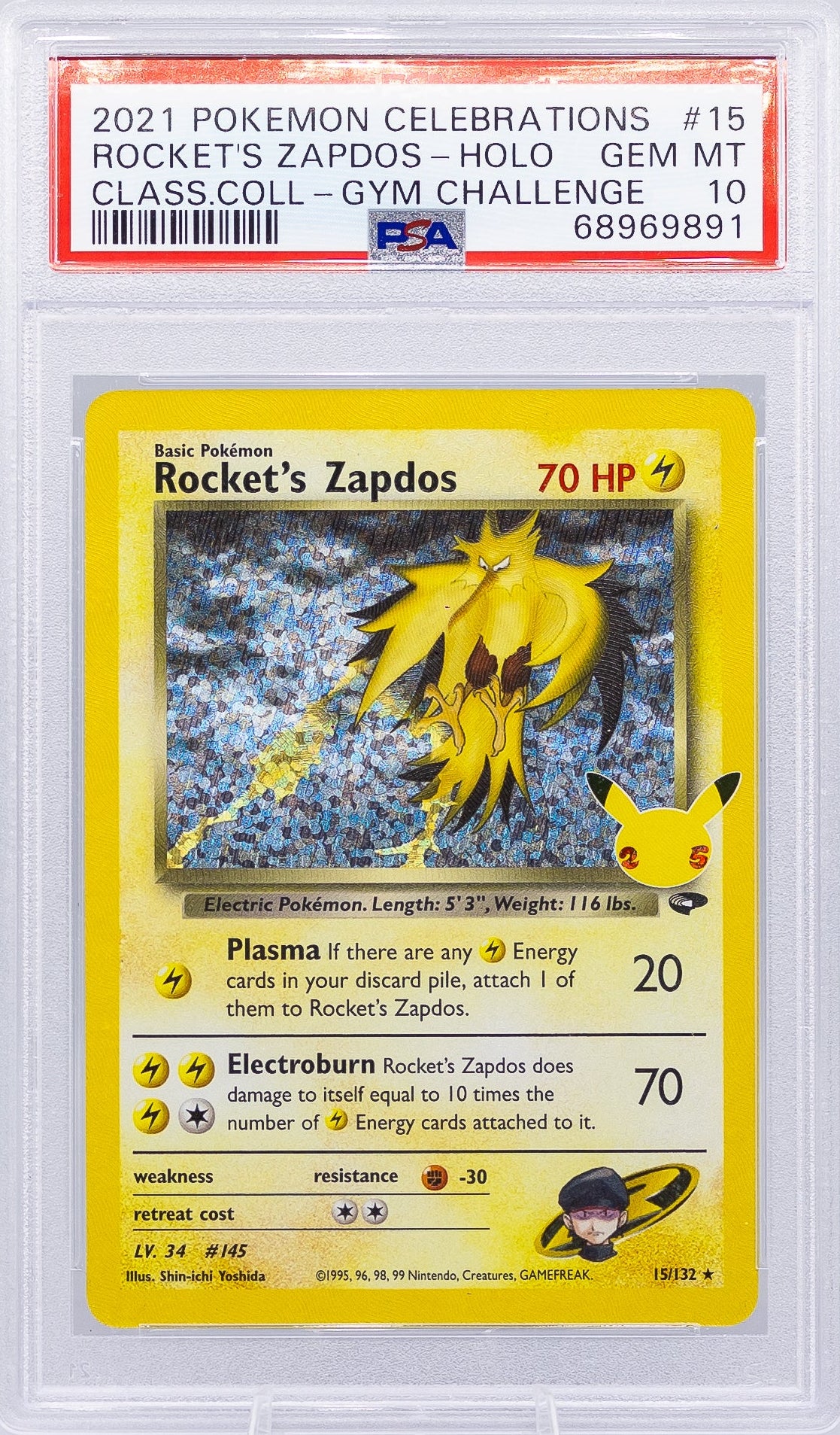 Carta Gradata Pokemon - Rocket's Zapdos Holo 25th
