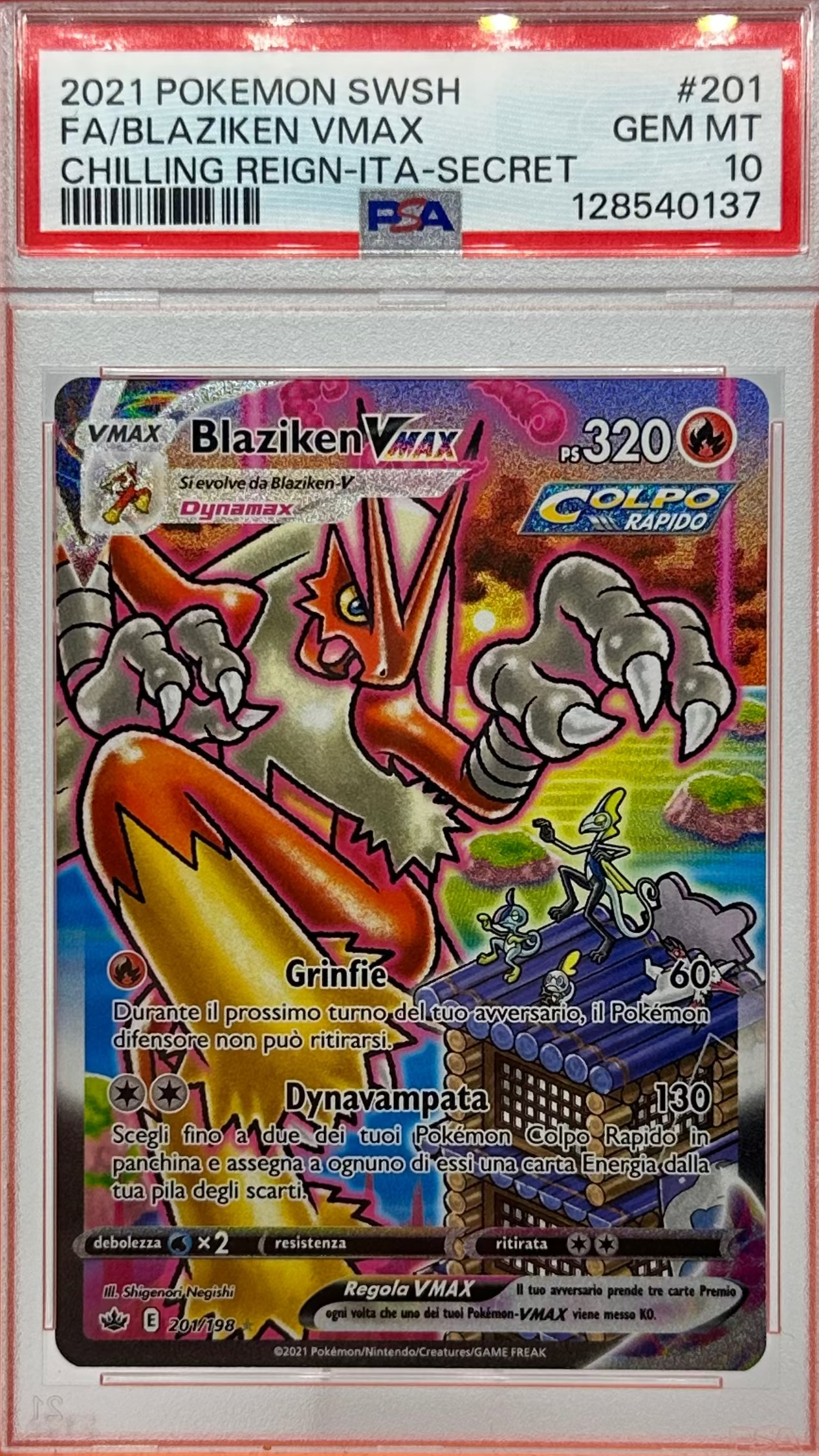 Carta Gradata Pokemon - Blaziken VMAX Regno Glaciale Italiano